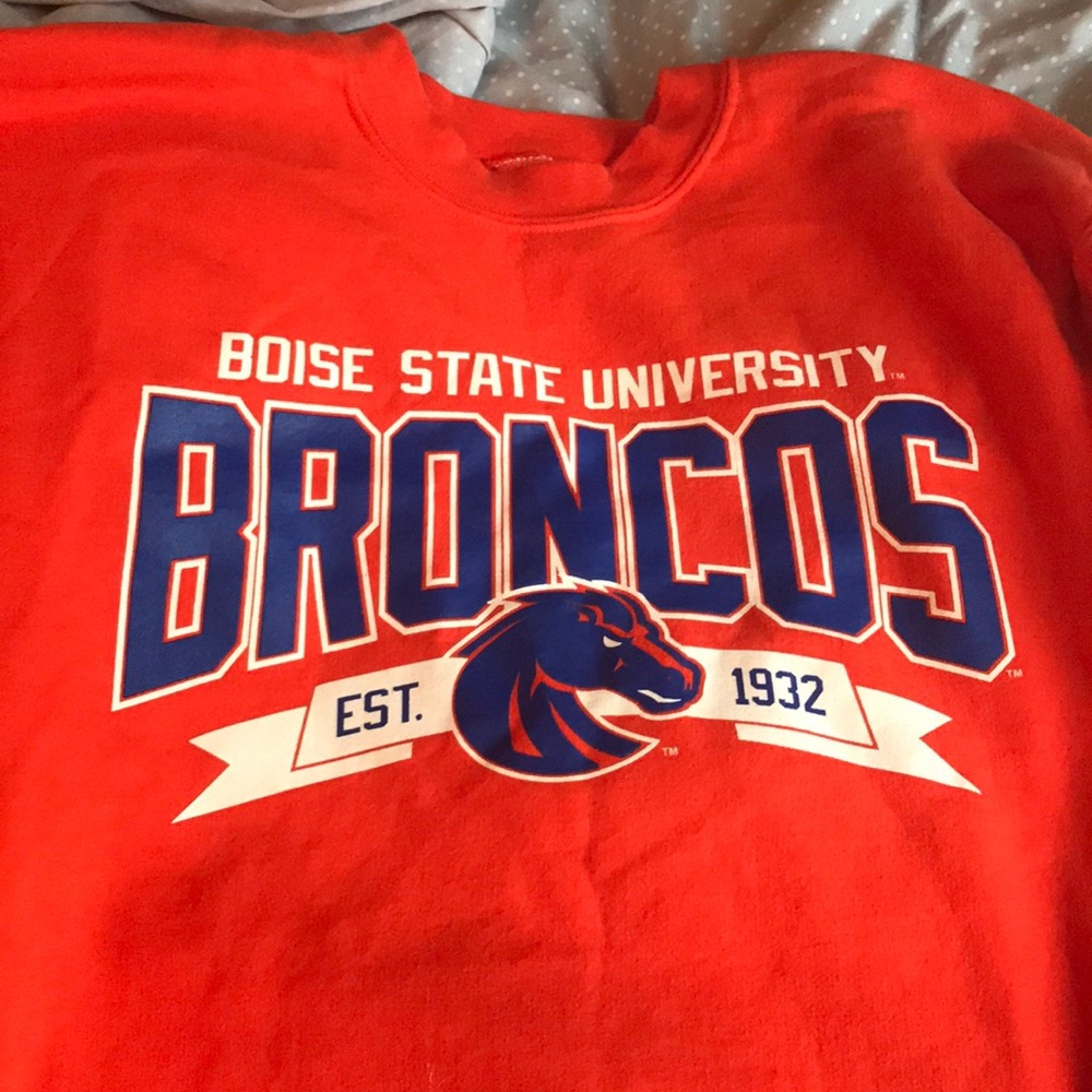 Orange Boise State University sweatshirt